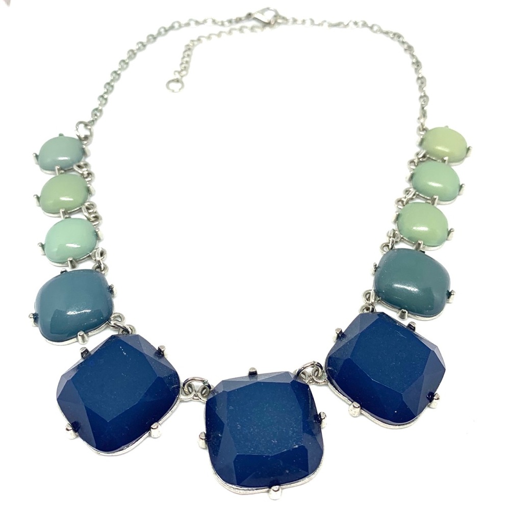 Multi colored blue faceted necklace